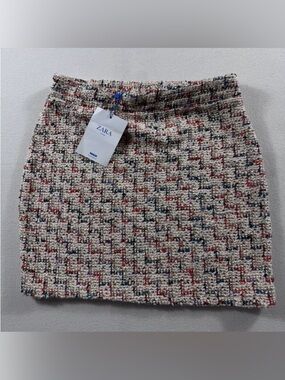 NWT Zara Trafaluc Tweed Pencil Mini Skirt Size M Multicolor Metallic FW18